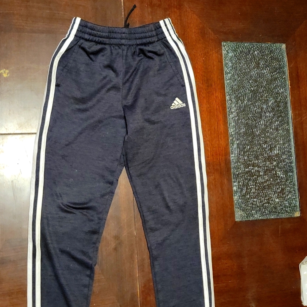 Black fuzzy adidas sweatpants